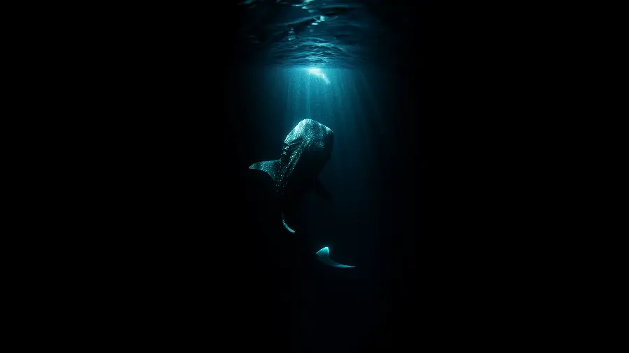 The most beautiful spectacular image of a whale shark with a black background for wallpaper
