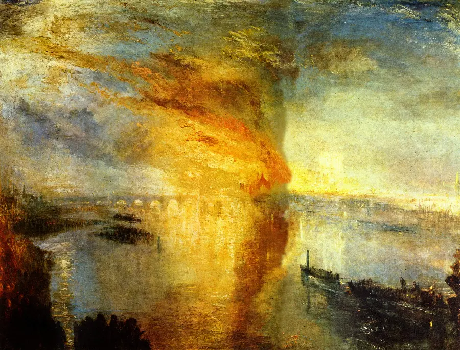 Stock photo of the Burning of Parliament by William Turner suitable for printing on canvas