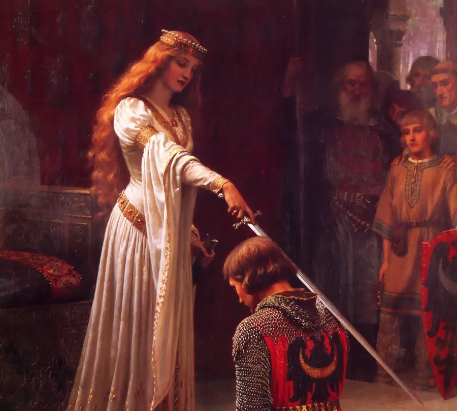 Romantic painting of a princess appointing a man