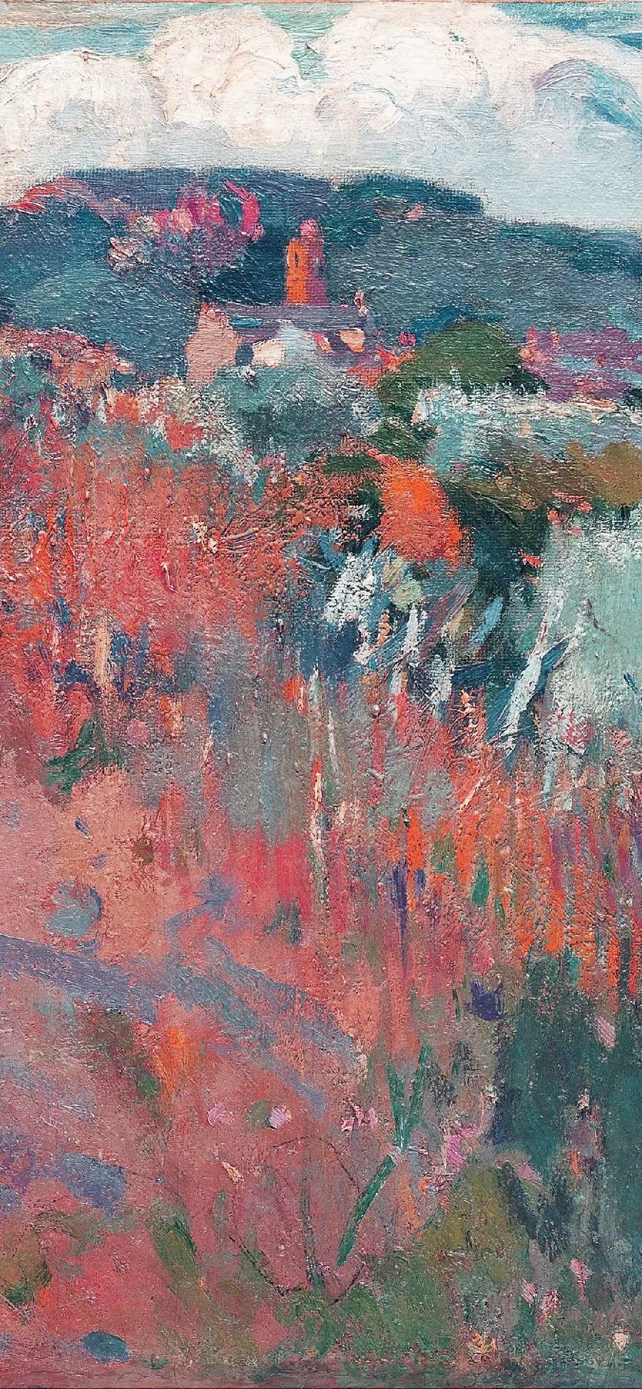 Download free classic painting image of a flower garden for iPhone