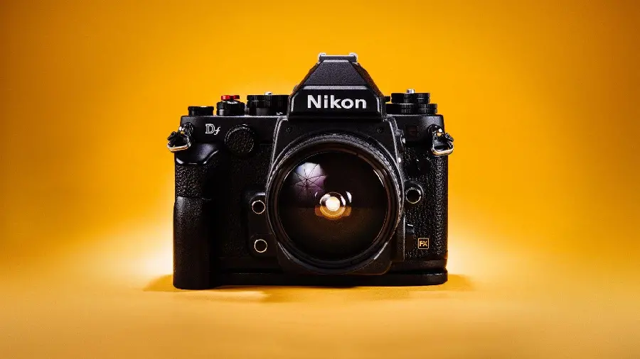 Nikon Df camera image on a simple orange background 