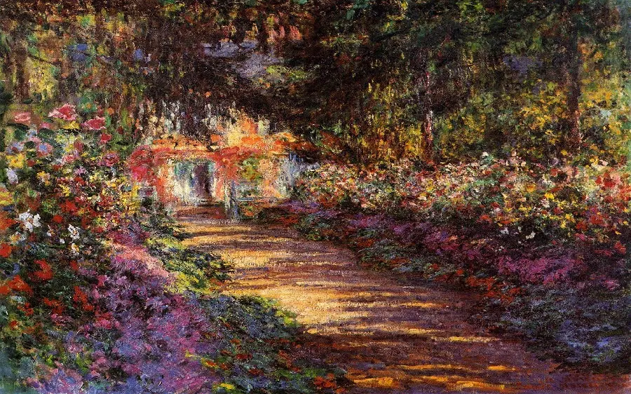 Path in Monet's Garden at Giverny - Claude Monet in hand-painted oil 1902