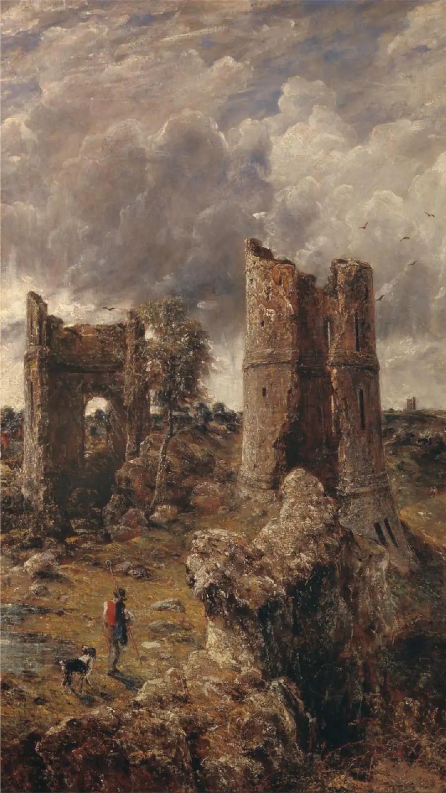 Download a painting of a ruin by John Constable, an English painter of the Romantic style