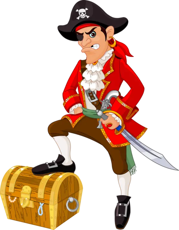 PNG image of a fantasy treasure chest and gold with a pirate