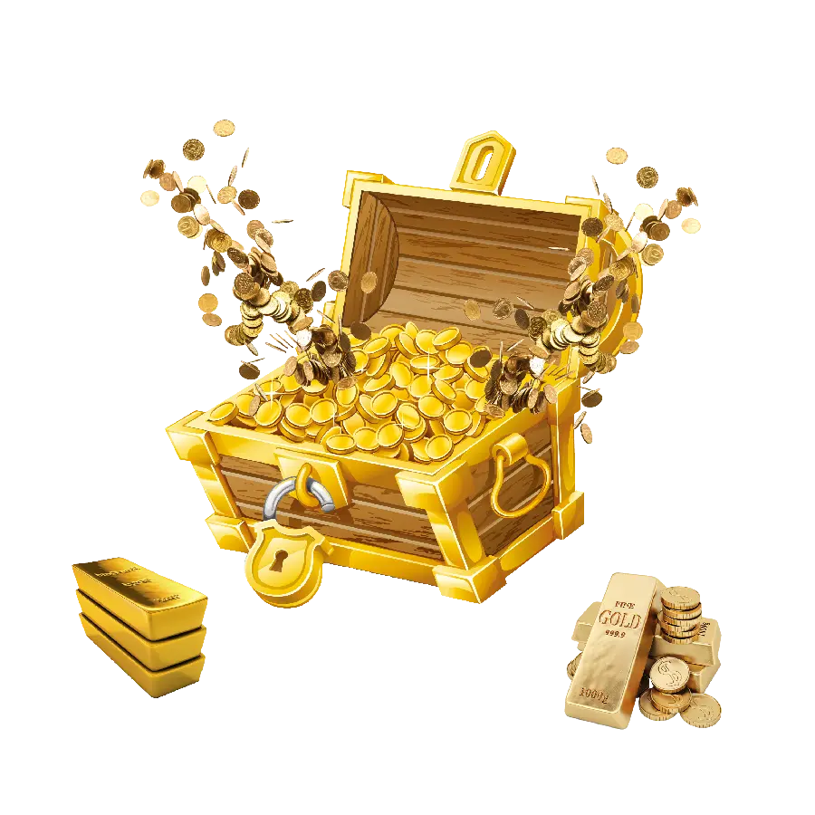 Free Download PNG Image Treasure Chest and Gold Teleported