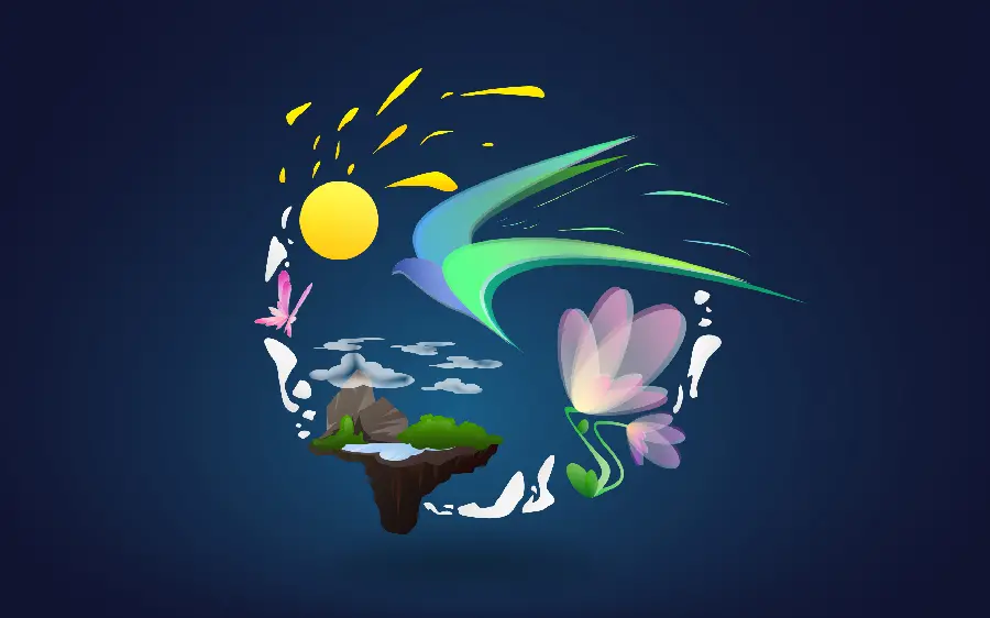 Wallpaper and Background 2024 with a cartoon design of the interesting cycle of nature