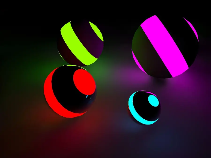 3D image of four balls with bright and beautiful colors