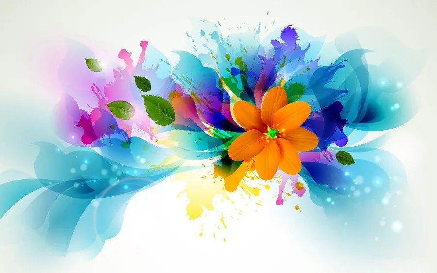 Dreamy stock photo of abstract colorful flowers for desktop