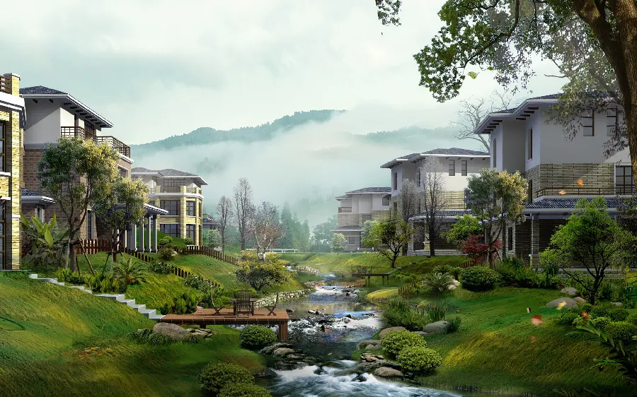 Background Photo and Background of the Old Village Landscape Design for Old Screens
