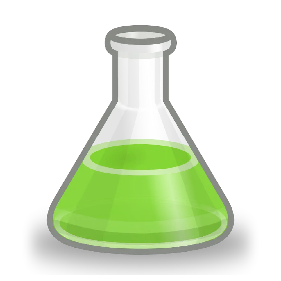 Download a simple photo of a test tube with green liquid without a background 