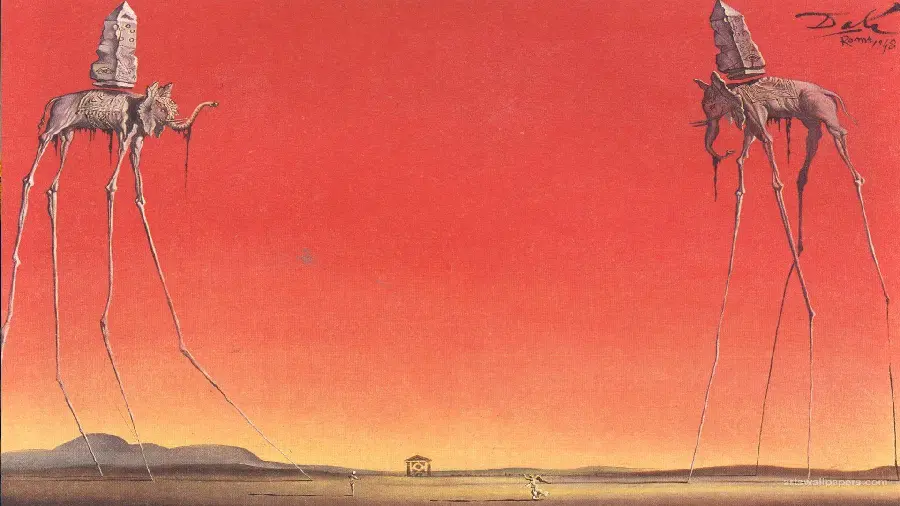 Photo of the unreal painting of elephants by Salvador Dali