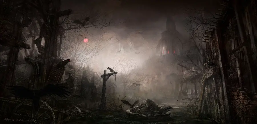 Scary and faded computer game design wallpaper