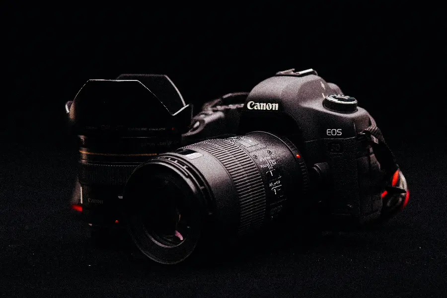 Background of the Canon Eos5D camera, one of the most famous DSLR cameras with a full-frame sensor