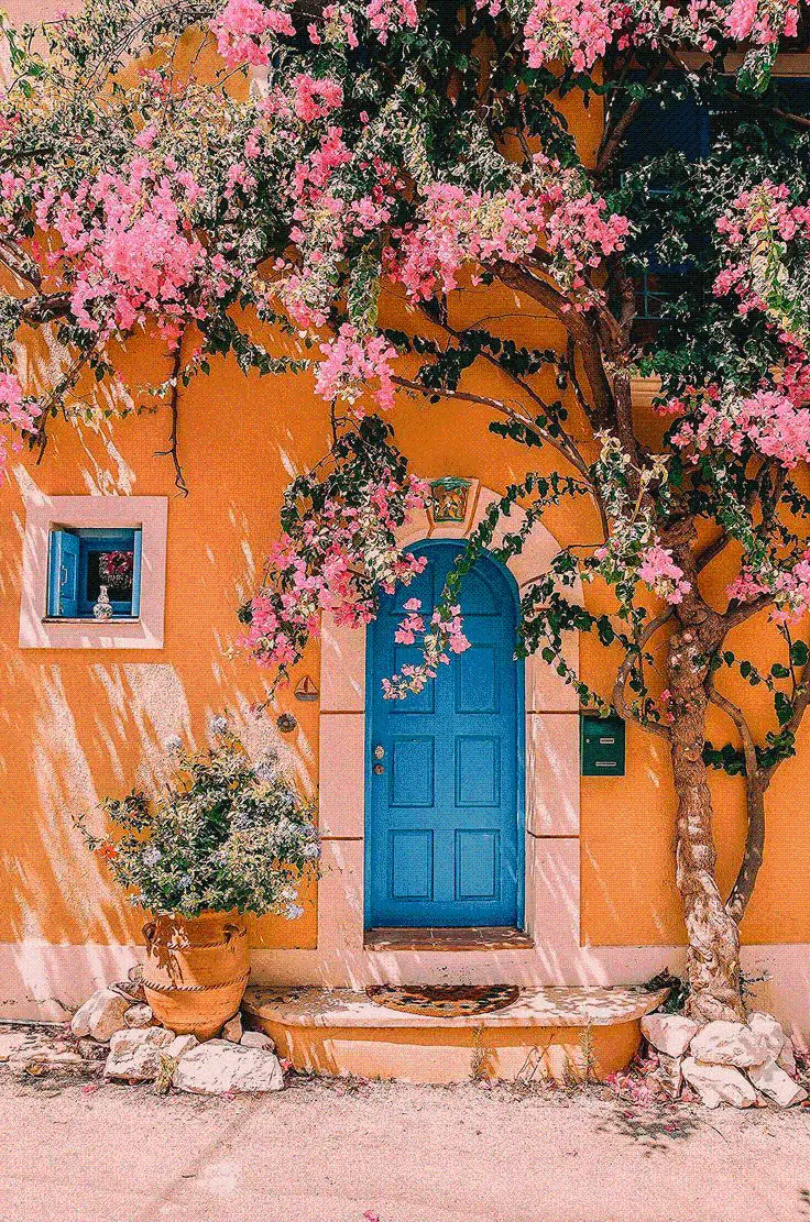 Girl's profile photo of a pink dream house full of flowers 