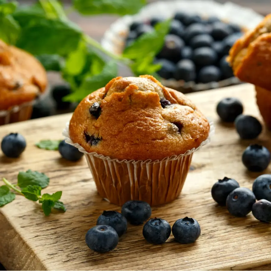 Download photo of delicious homemade blueberry muffins in full HD quality 