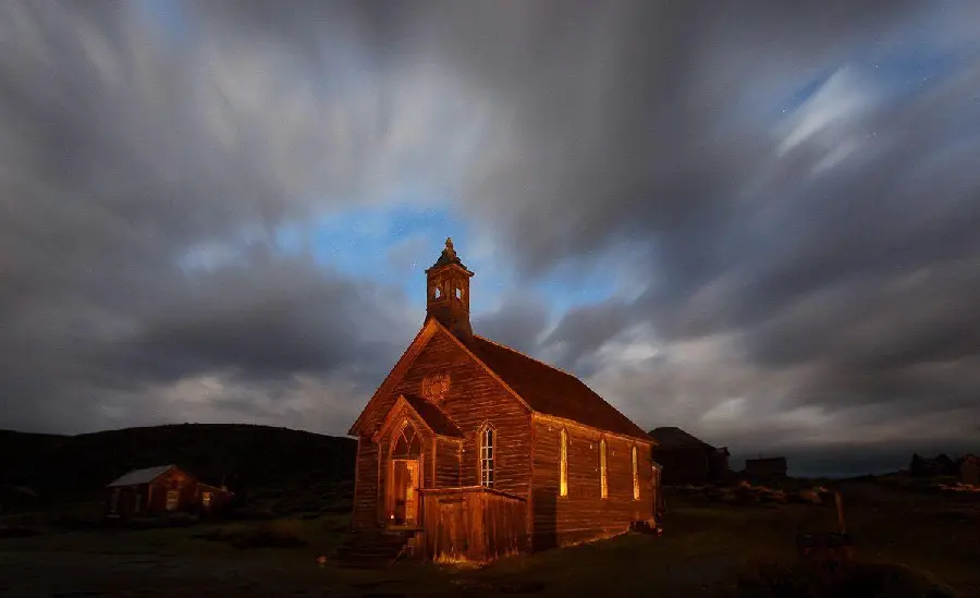 Background of a Lighted Cottage on a Cloudy Dark Night Photography Jeff Sullivan