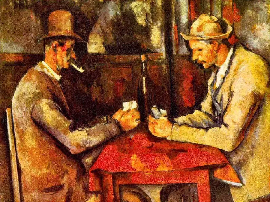 Photo of the famous painting of the cards by Paul Cezanne