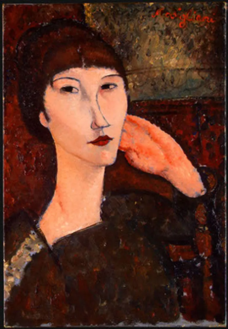  Artwork Replica | Adrienne Woman with Bangs 1917 by Amedeo Modigliani