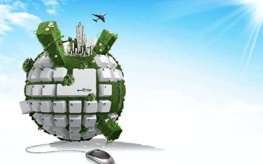 Creative Wallpaper and Background Around the Earth Keyboard 2024