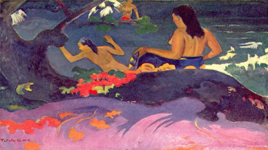Download the full-page stock photo of Paul Gauguin's painting called Creatures in high quality 