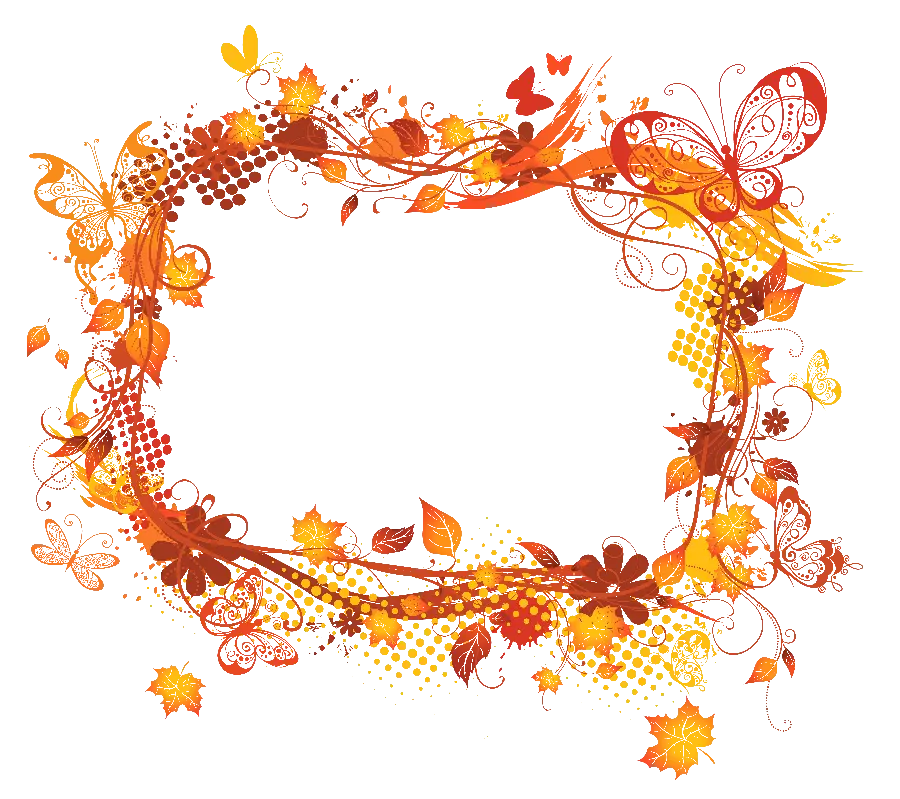 Download high quality png image of a circular frame with an autumn design