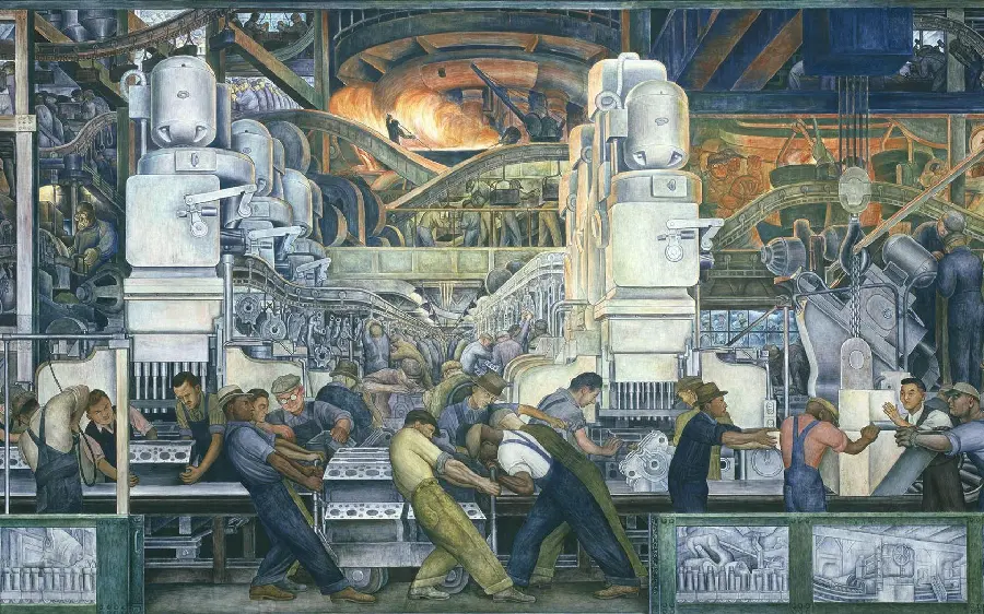 Photo of artistic and conceptual murals by Diego Rivera