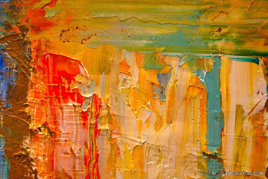 Realism Expressionism Abstract Orange and Yellow Painting