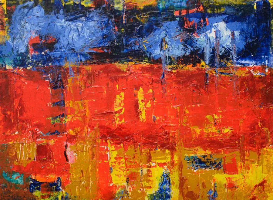 Abstract Expressionism Painting with Graphic Orange Oil