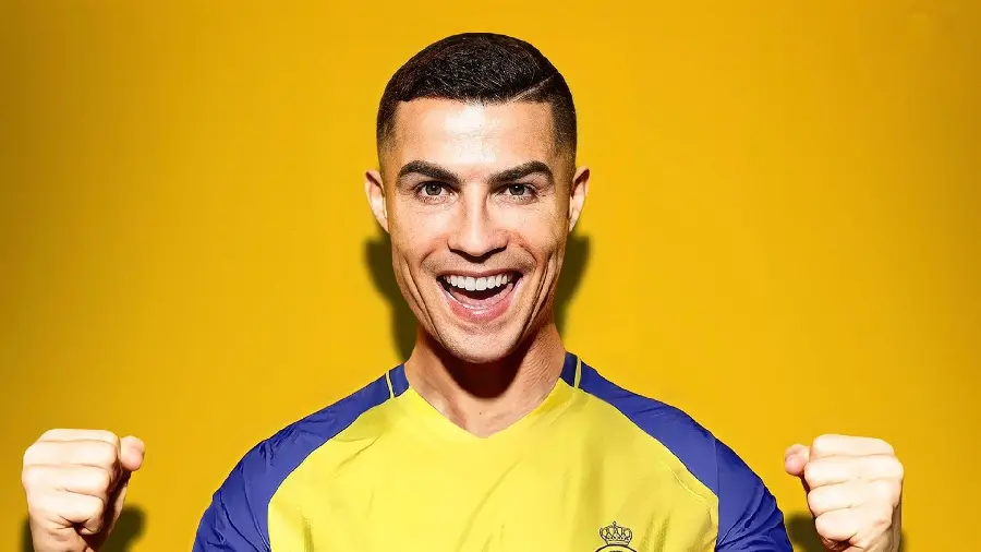 Simple stock photo of Ronaldo without editing with yellow background 