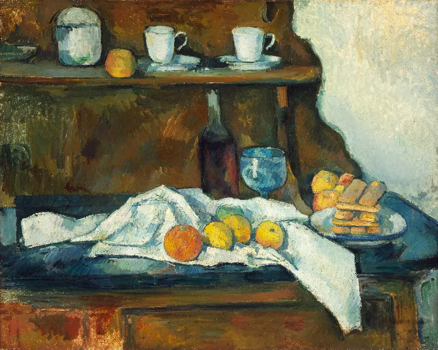 Photo of a beautiful painting of a buffet by Paul Cezanne
