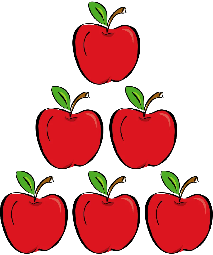PNG image of various red apples arranged in a triangle shape 