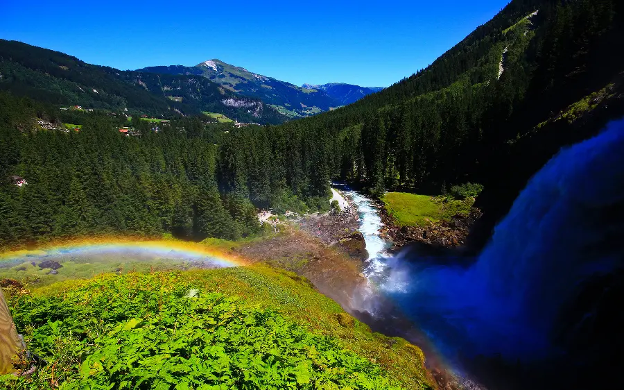 Rainbow image in the Krimml waterfalls, one of the most beautiful places