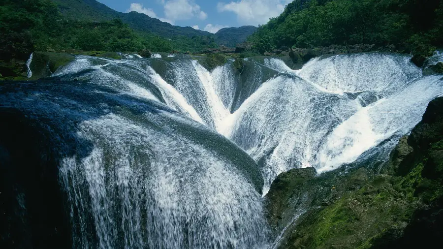 Amazing wallpaper with a design of terrifying and high waterfalls