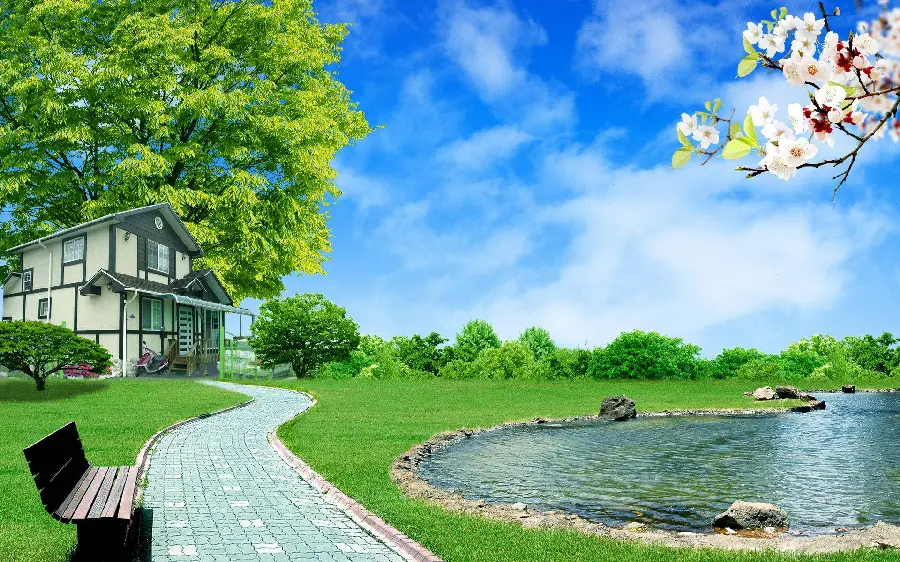 Profile image of a luxurious house in a lush natural landscape
