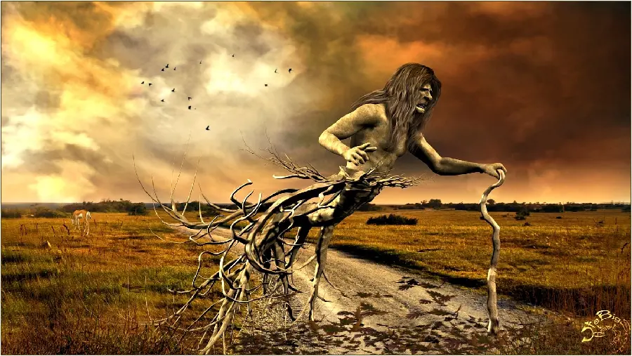 Free profile picture with a scary dried tree man design
