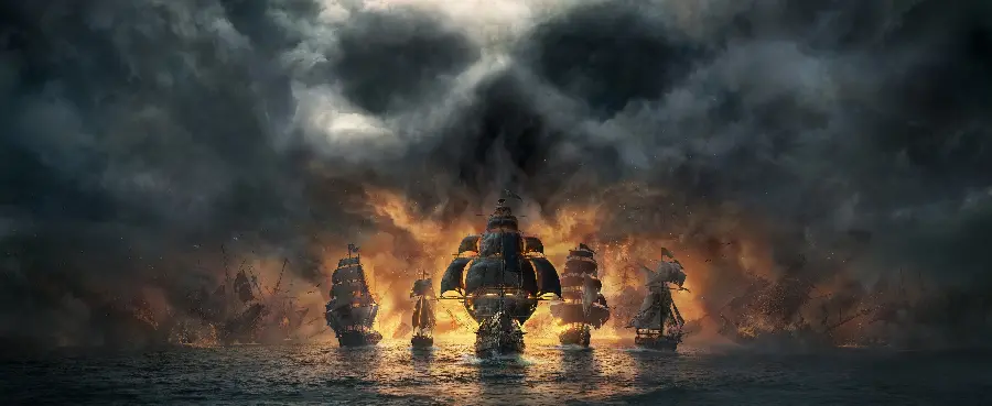 New background of computer game design of a ship at sea with dark weather 