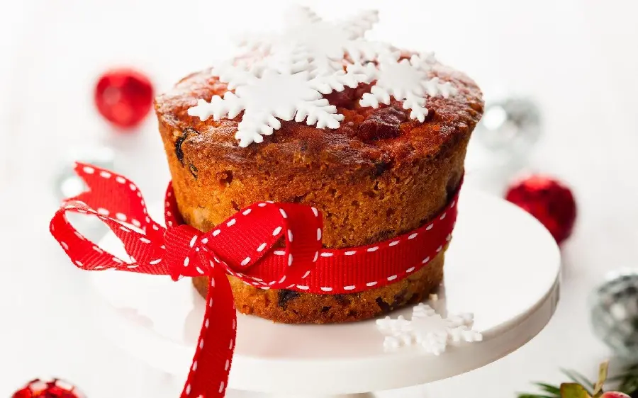 A beautiful photo of a single-serving cake with a winter theme for a baking tutorial page's story