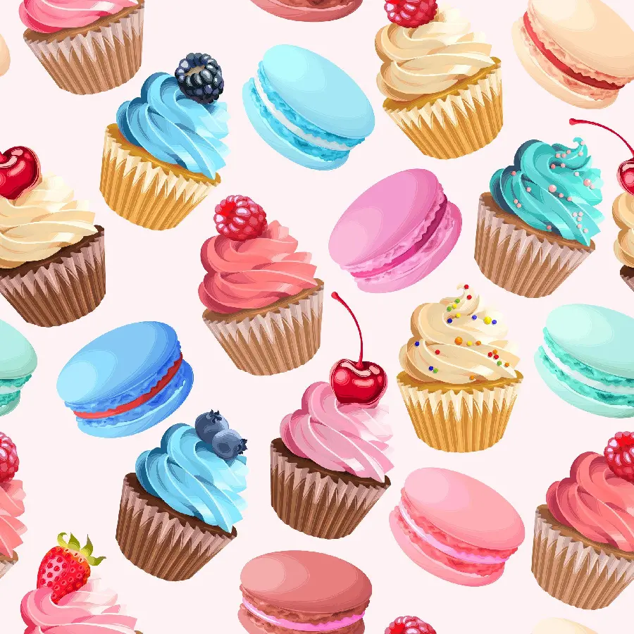 Stylish and special wallpaper of delicious cream cakes and cupcakes