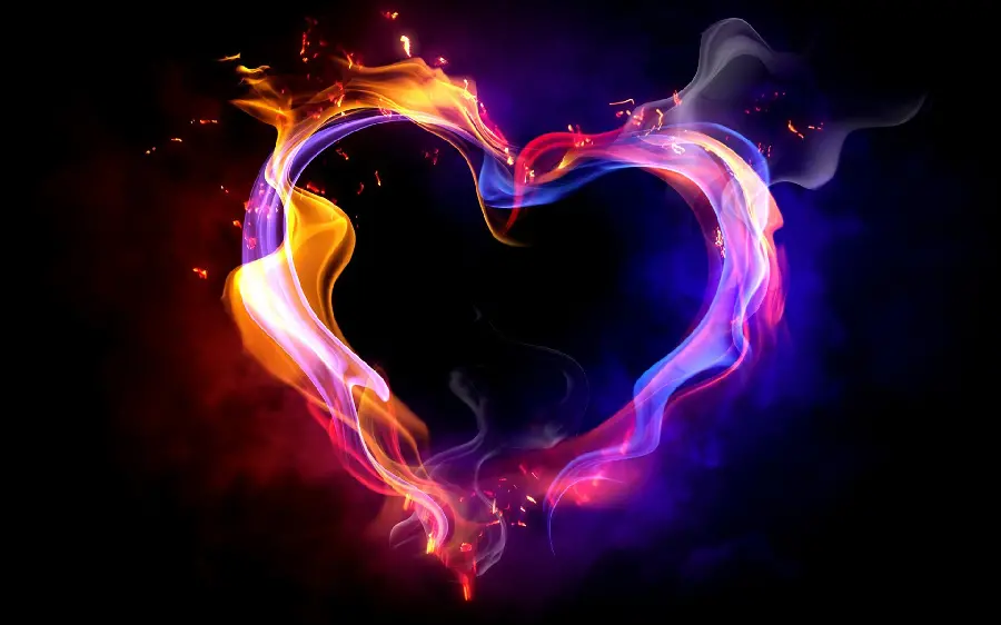 Download the recommended wallpaper with a beautiful heart design on a black background 