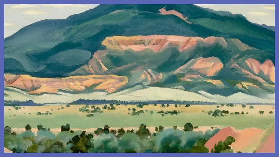 Image of the landscape painting of the ghost farm by Georgia O'Keeffe