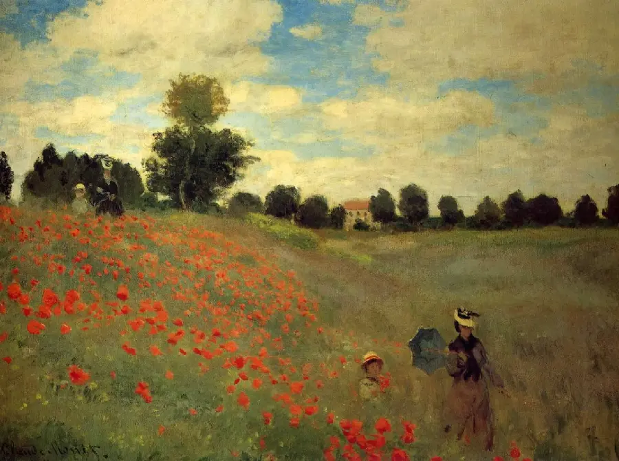 Painting Field of Poppies or Walk Among the Poppies Founder of French Impressionist Painting