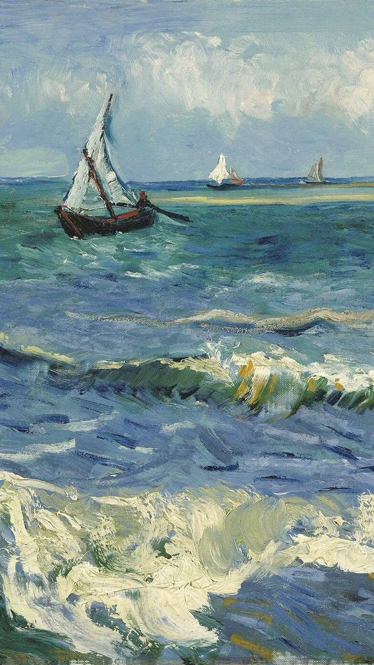 The famous painting of the sea waves by Monet for the iPhone background 