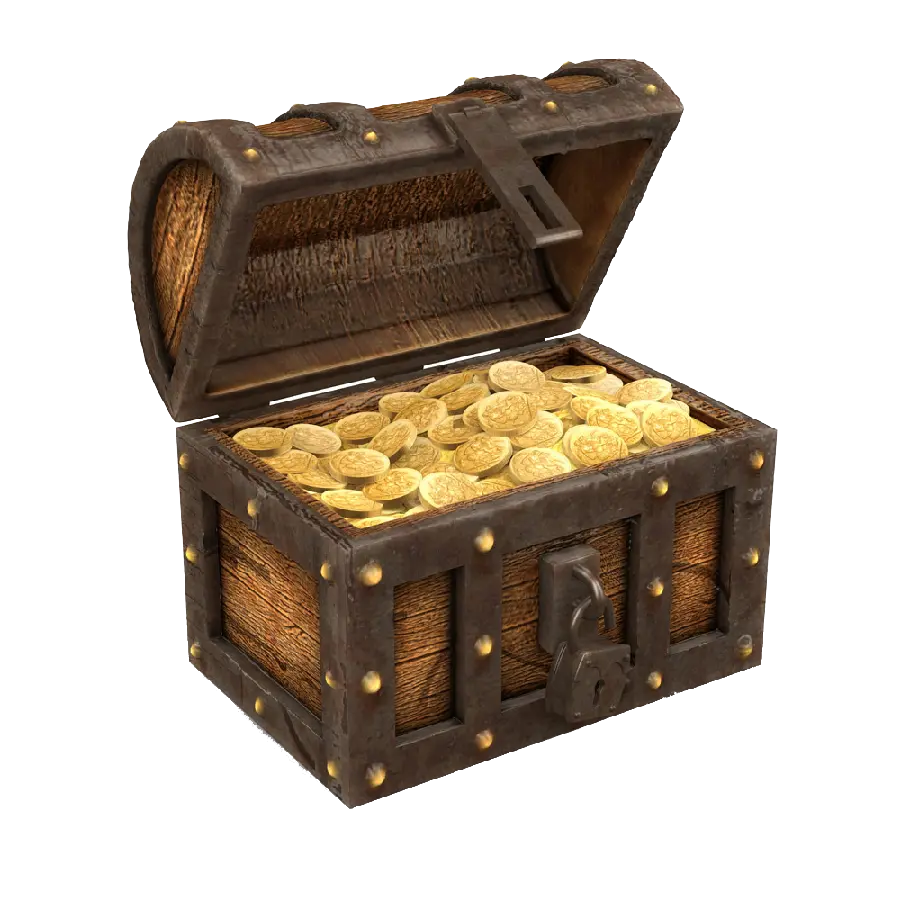 PNG image of a pirate treasure chest full of gold and diamonds