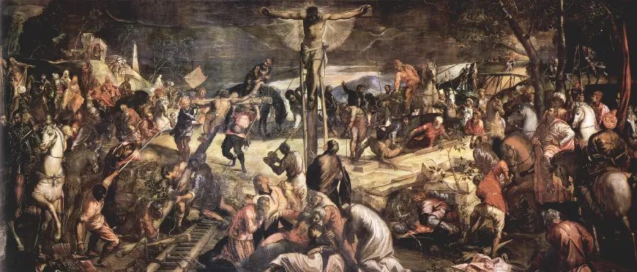 Renaissance painting wallpaper of the crucifixion of Jesus Christ