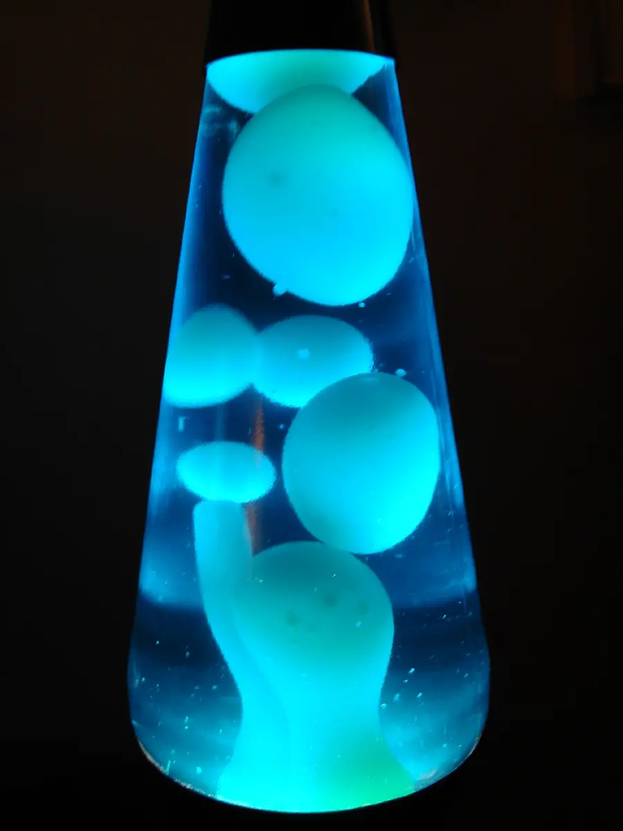 High quality photo of lava lamp with blue lights 