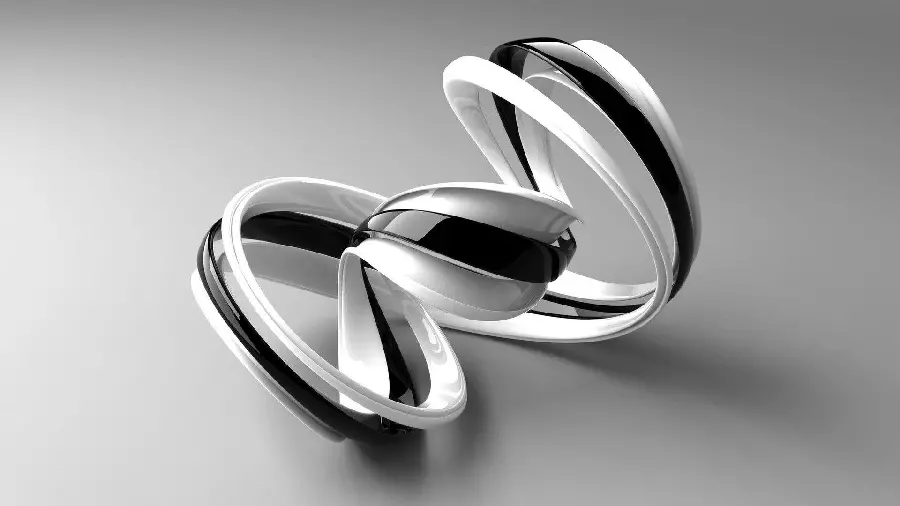 3D Black and White Radiant Stripe Image on Light Background