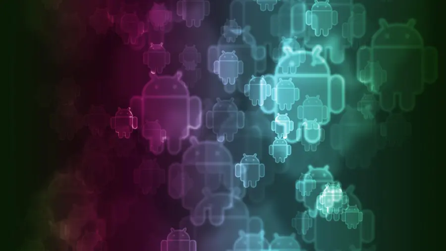 Simple graphic design background of an Android man with a black background 