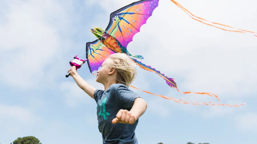 Free and full HD wallpaper of a boy playing with a kite