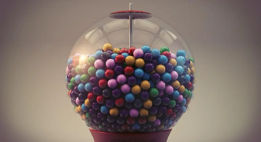 Wallpaper of colored balls inside a 3D glass ball