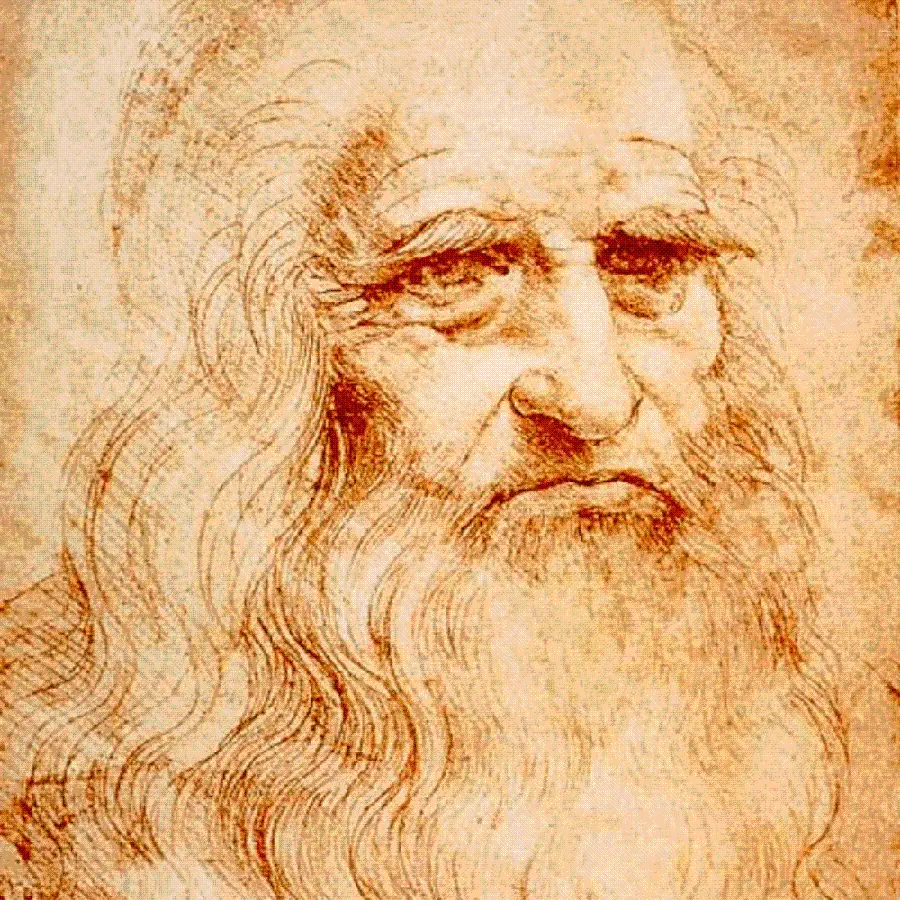 A clear and transparent image of Leonardo da Vinci's drawing on paper